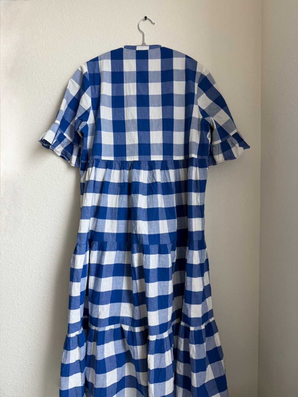 Whit Two Blue and White Gingham Midi Dress - Picture 2 of 5